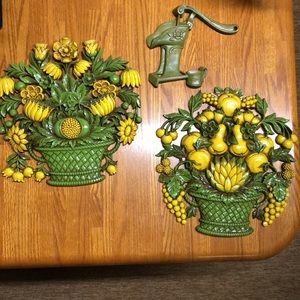 Vintage Syroco Floral Vases and Waterpump